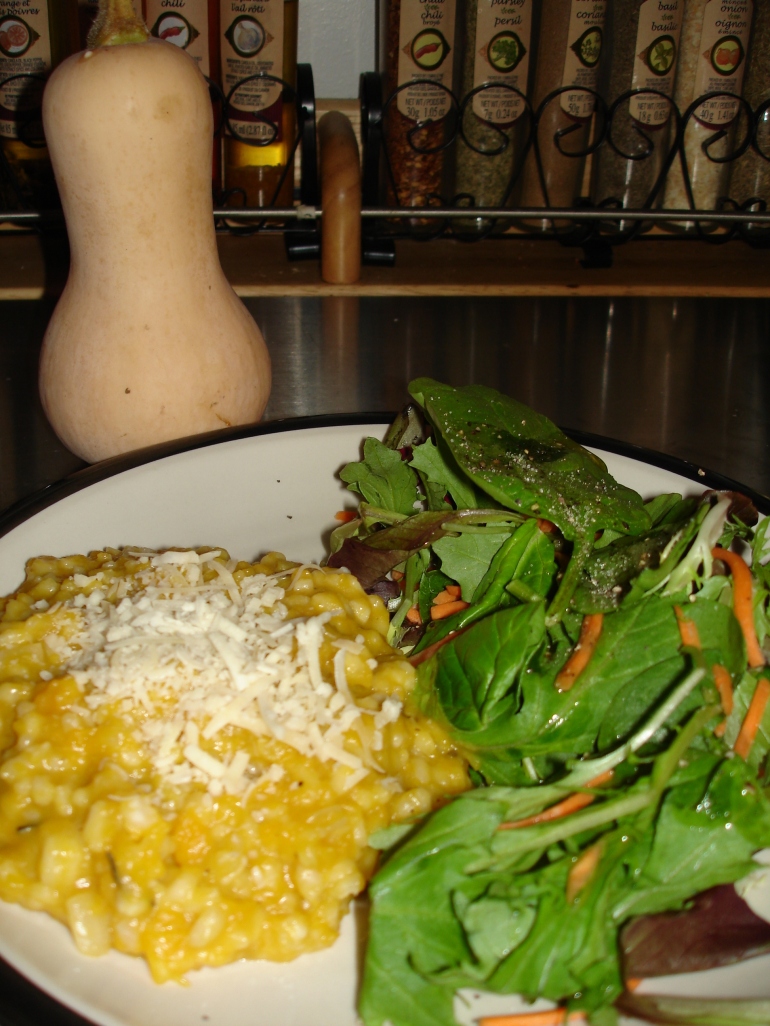 Butternut Squash Risotto and Lots of Greens